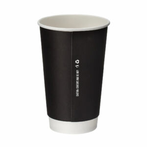 16oz Black Double Wall Hot Cup – PE Lined Recyclable