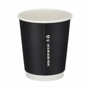 8oz Black Double Wall Hot Cup – PE Lined Recyclable