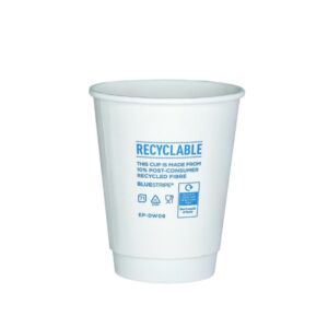 Eco Products Vegware 8oz BlueStripe Hot Cup – Recyclable Double Wall Cup