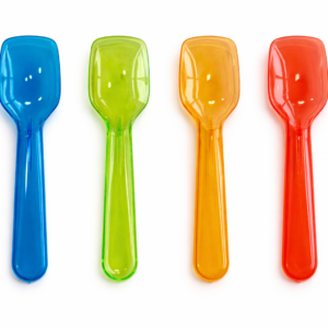 Multicoloured reusable PS ice cream spades 90mm dessert spoons