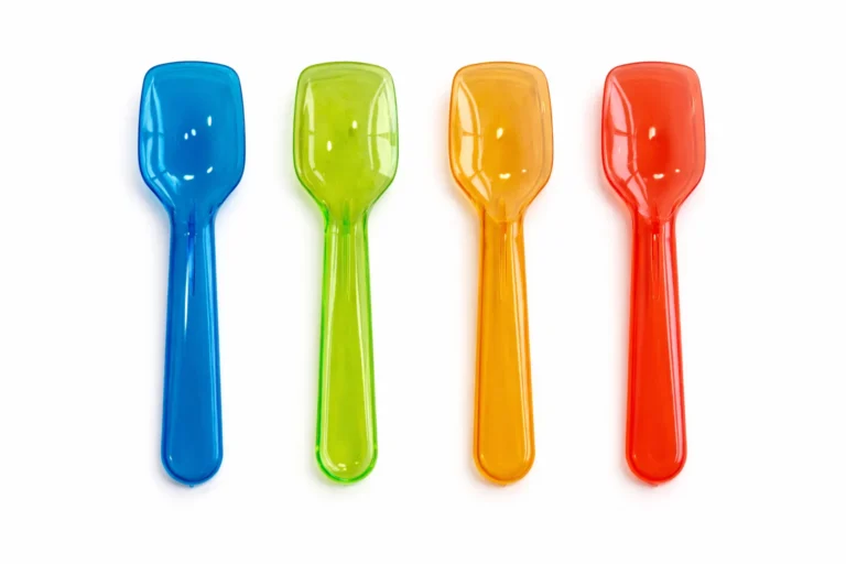 Multicoloured reusable PS ice cream spades 90mm dessert spoons