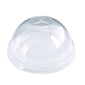 Eco Products Vegware 10-20oz BlueStripe rPET Dome Lid – Recyclable Straw Slot Lid