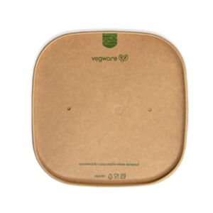 Vegware Square Kraft Paper Lid – Compostable Food Container Lid (173mm)