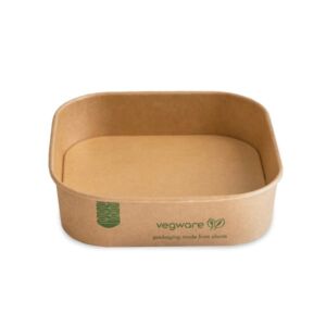 Vegware 25oz (780ml) Square Kraft Food Container – Compostable