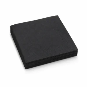 Stack of folded black 2-ply cocktail napkins