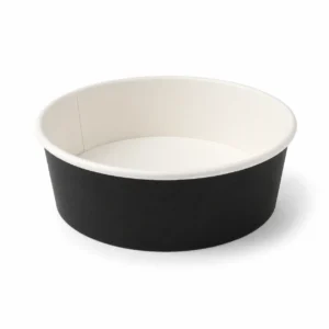 Black round 500ml food bowl with a white interior, shown empty on a white background.