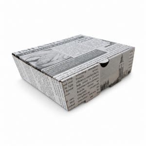 6 x 6 x 2 Newspaper Print Fish & Chip Box – Premium Takeaway Food Box