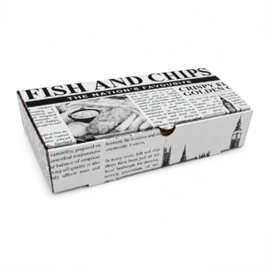 10 x 6 x 2 Newspaper Print Fish & Chip Box – Premium Takeaway Food Box