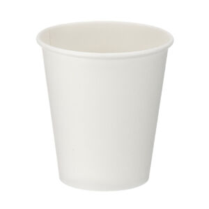 10oz white single wall hot cup with PE lining, shown upright