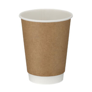 12oz kraft double wall hot cup with PE lining, shown upright
