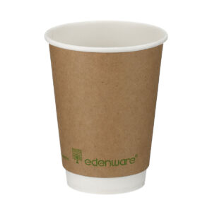 12oz kraft double wall hot cup with PLA lining, shown upright