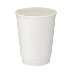 12oz white double wall hot cup with PE lining, shown upright