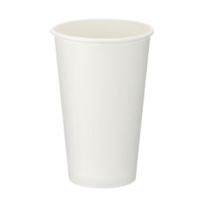 16oz white single wall hot cup with PE lining, shown upright
