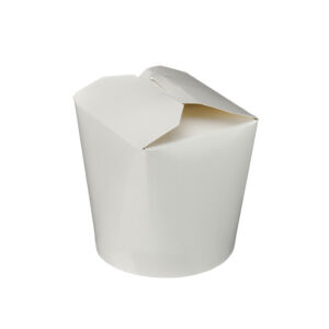 26oz white paper food pail with a fold-over lid