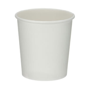 4oz white single wall hot cup with PE lining, shown upright
