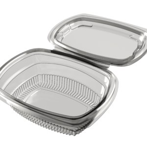 500ml deli container in clear APET, shown in perspective