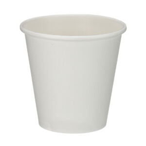 6oz white single wall hot cup with PE lining, shown upright