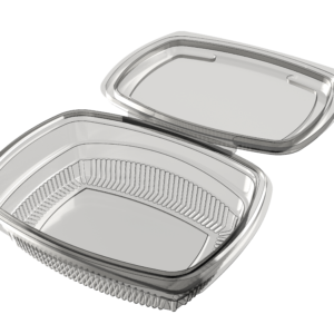 750ml deli container in clear APET, shown in perspective