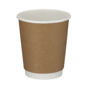 8oz kraft double wall hot cup with PE lining, shown upright