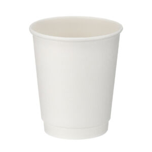 8oz white double wall hot cup with PE lining, shown upright