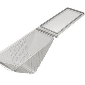 Deep sandwich wedge in clear APET, shown in perspective