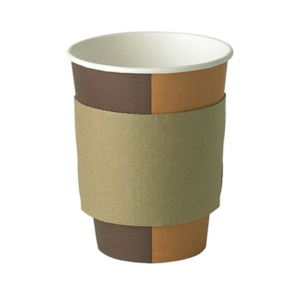 8oz kraft cup sleeve shown fitted to a paper cup; cup sold separately