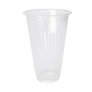 Clear polypropylene knickerbocker glory dessert cup with a fluted body