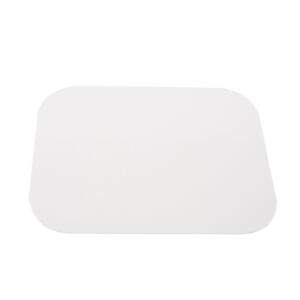 White plastic-coated card lid for No. 1 foil food containers