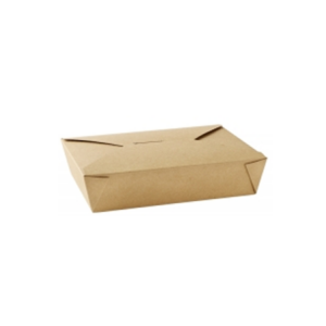 No. 2 kraft food carton with folded closure on a white background