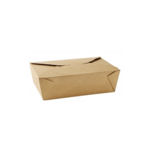 No. 3 kraft food carton with folded closure on a white background