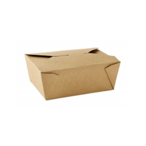 No. 8 kraft food carton with folded closure on a white background