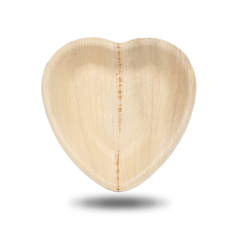 Heart-shaped palm leaf dish