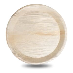 10-inch round palm leaf plate shown empty