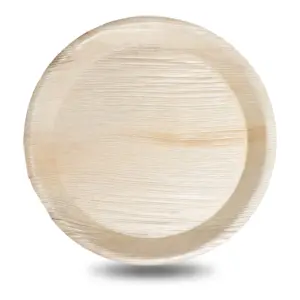 10-inch round palm leaf plate shown empty