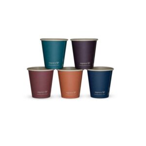 Vegware 10oz Feel Snug Single Wall Cup in mixed warm colours