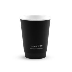 Vegware 12oz Black double wall hot cups, 89-Series, VDW-B12