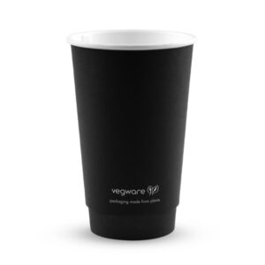 Vegware 16oz Black double wall hot cups, 89-Series, VDW-B16