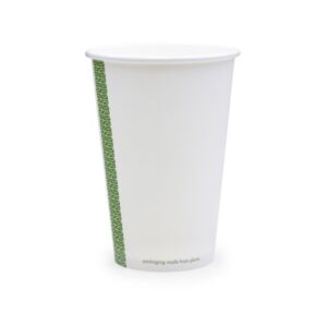 Vegware 16oz white single wall hot cup, 89-Series, LV-16