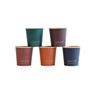 Vegware 4oz Feel Snug Single Wall Cup in mixed warm colours