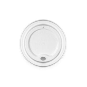 Vegware 79-Series Nourish moulded fibre hot cup lid, off-white with sip opening