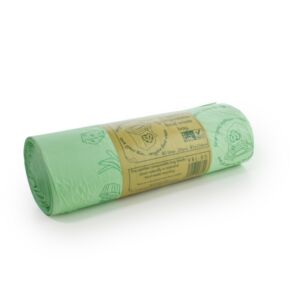 Vegware 80L compostable food waste liners in a labelled roll of 20