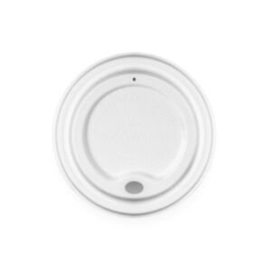Vegware 89-Series Nourish moulded fibre hot cup lid, off-white with sip opening