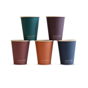 Vegware 8oz Feel Snug Single Wall Cup in mixed warm colours