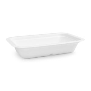 Vegware 360ml Gourmet Base, Size 3, white bagasse tray, shown on a white background