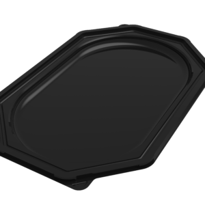 Large octagonal platter base in black APET, shown in perspective