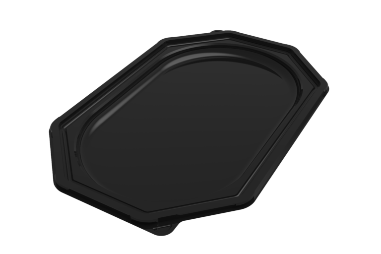 Large octagonal platter base in black rPET, shown in perspective