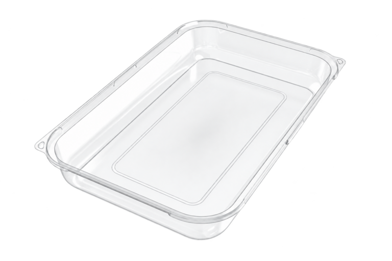 Empty clear rPET Large Rectangular Platter Lid