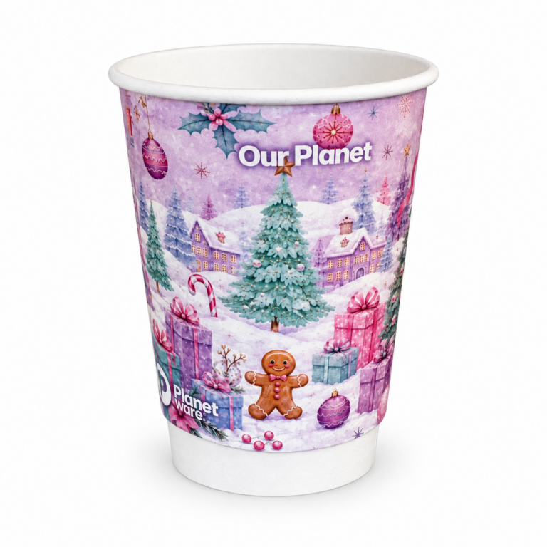 Lilac Planetware 12oz Christmas 2026 double wall cup on a white background